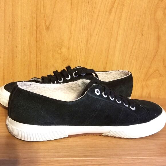 Superga Black Skater Shoes Sneakers Suede Leather Unisex EU 41 Women 9.5 Men 8 - Picture 9 of 14